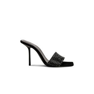 Saint Laurent Black Suede Crystal Embellished Mules - Size 8.5